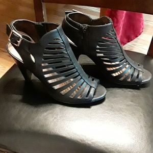 Black cut out heels